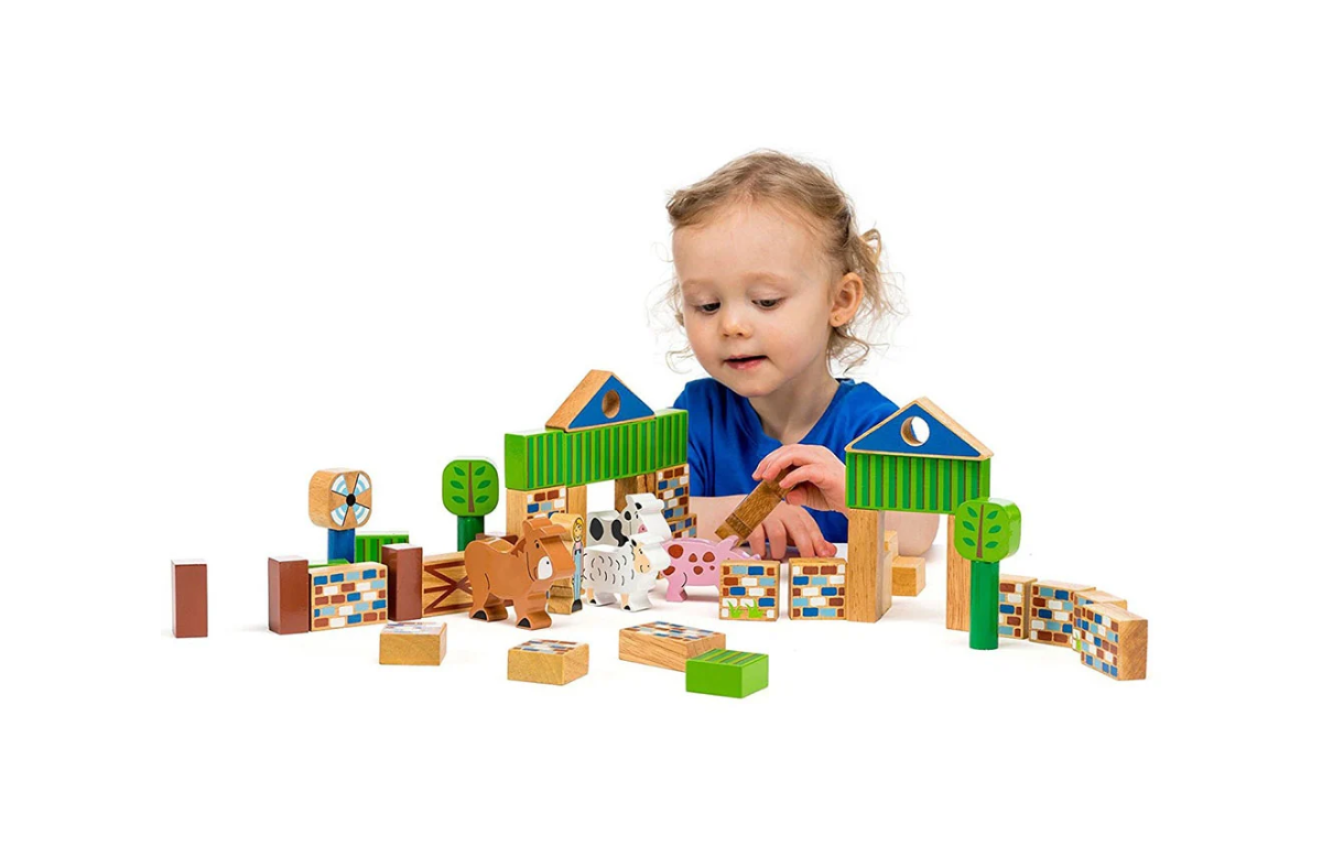 Lanka Kade Wooden Farm Building Blocks – 49 Piece Play Set - Image 2