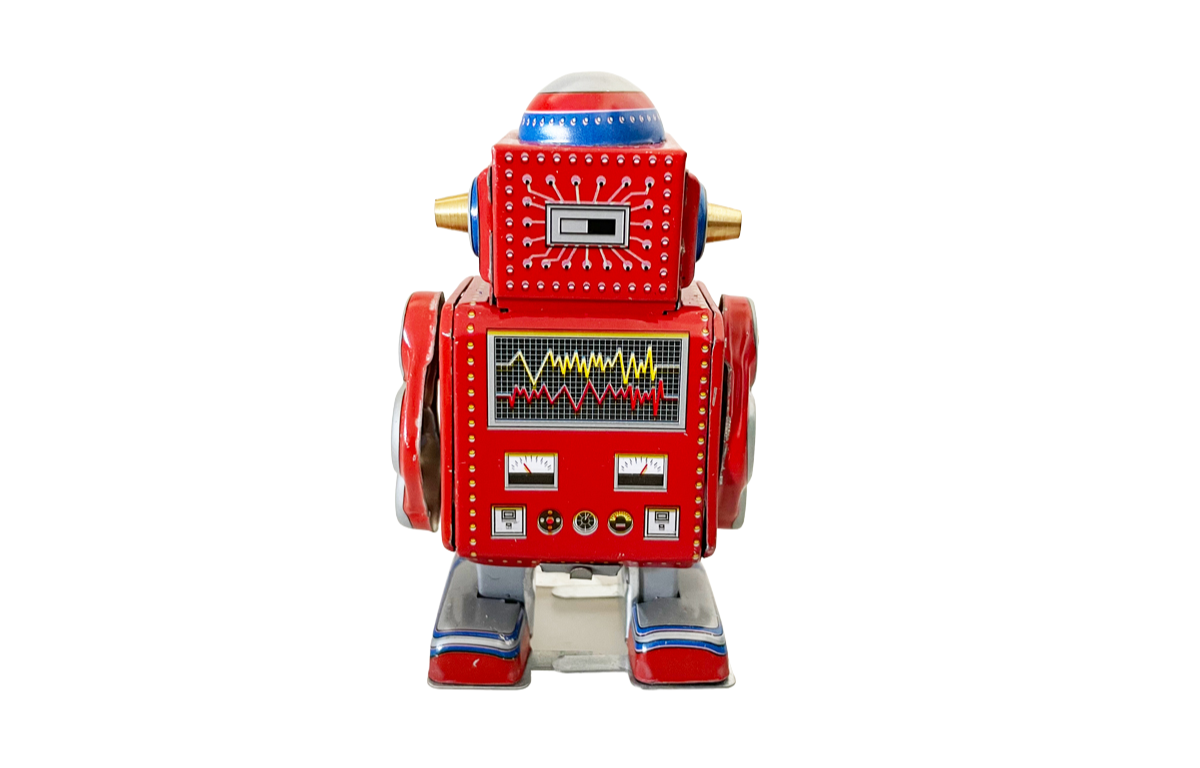 Little Red Wind-Up Tin Robot - Image 2